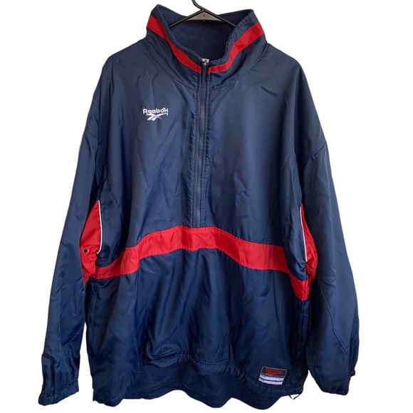 Men’s Vintage 90’s Reebok Reversible Navy Red Jacket Size XXL Oversized Coat - Picture 1 of 8